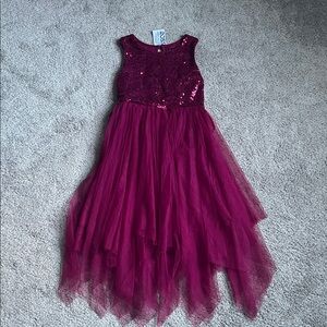 Girls Sparkling Maroon Dress - 10